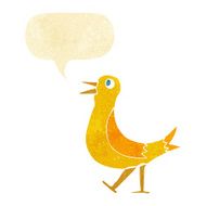 cartoon walking bird with speech bubble N4
