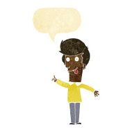 cartoon funny man with idea speech bubble