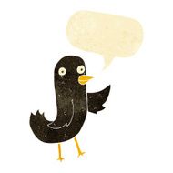 funny cartoon bird with speech bubble N10