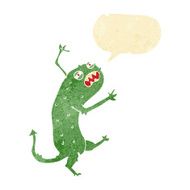 cartoon little monster with speech bubble N6