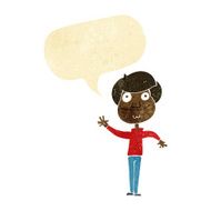 cartoon happy man waving with speech bubble N5