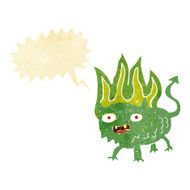 cartoon little demon with speech bubble N5