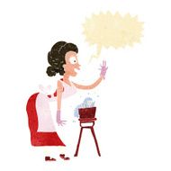 cartoon housewife washing up with speech bubble N2