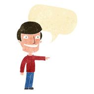 cartoon happy man pointing with speech bubble N7