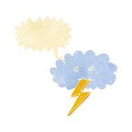 cartoon lightning bolt and cloud with speech bubble
