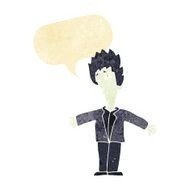 cartoon vampire man with speech bubble N21