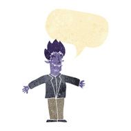 cartoon happy vampire with speech bubble N3