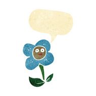 cartoon flower with face speech bubble