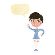 cartoon pretty woman waving with speech bubble N9