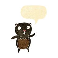 cartoon black bear cub with speech bubble N5