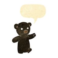 cartoon black bear cub with speech bubble N6