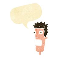 cartoon shocked man&#039;s face with speech bubble N2