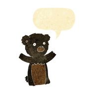 cartoon black bear cub with speech bubble N7