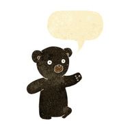 cartoon black bear cub with speech bubble N8