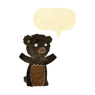cartoon black bear cub with speech bubble N9