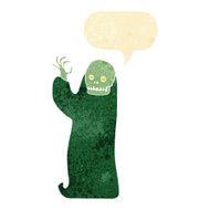 cartoon waving halloween ghoul with speech bubble N2