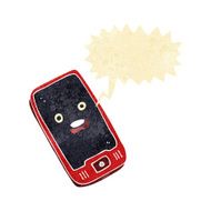 cartoon mobile phone with speech bubble