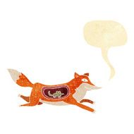 cartoon fox with mouse in belly speech bubble