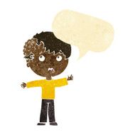 cartoon boy with growth on head speech bubble N4