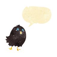 cartoon spooky black bird with speech bubble