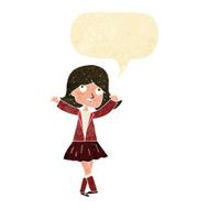 cartoon unhappy girl with speech bubble N2