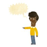 cartoon man blaming with speech bubble