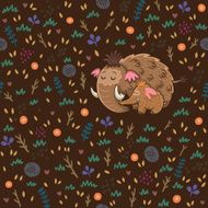 Cute floral seamless pattern with mammoths N5