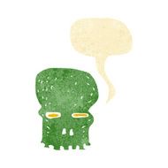cartoon spooky skull with speech bubble N26