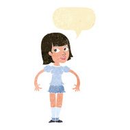 cartoon woman shrugging shoulders with speech bubble N57