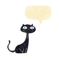 cartoon black cat with speech bubble N5