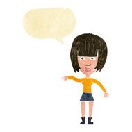 cartoon woman waving away with speech bubble N2