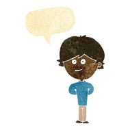 Cartoon happy boy with speech bubble N18