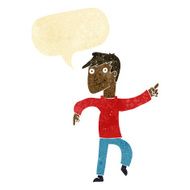 cartoon happy man pointing with speech bubble N8