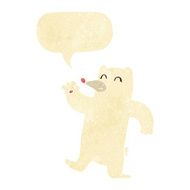 cartoon waving polar bear with speech bubble N9