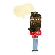 cartoon serious man with beard speech bubble