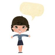 cartoon happy girl with speech bubble N13