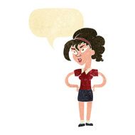 cartoon woman with hands on hips speech bubble N27