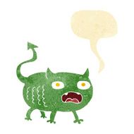 cartoon little imp with speech bubble N3