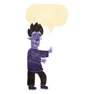 cartoon excited vampire with speech bubble