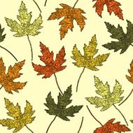 Seamless floral pattern with maple-leaf