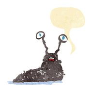 cartoon gross slug with speech bubble