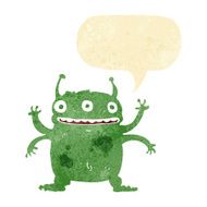 cartoon alien monster with speech bubble N2