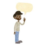 cartoon arrogant boy with speech bubble