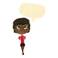 cartoon happy woman with speech bubble N28