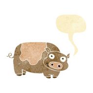 cartoon pig with speech bubble N3