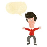 cartoon startled man with speech bubble N10