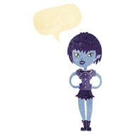 cartoon pretty vampire girl with speech bubble N3