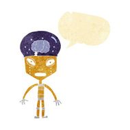 cartoon weird robot with speech bubble N2
