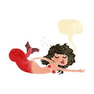 cartoon mermaid with speech bubble N8