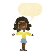 cartoon woman with open arms speech bubble N10